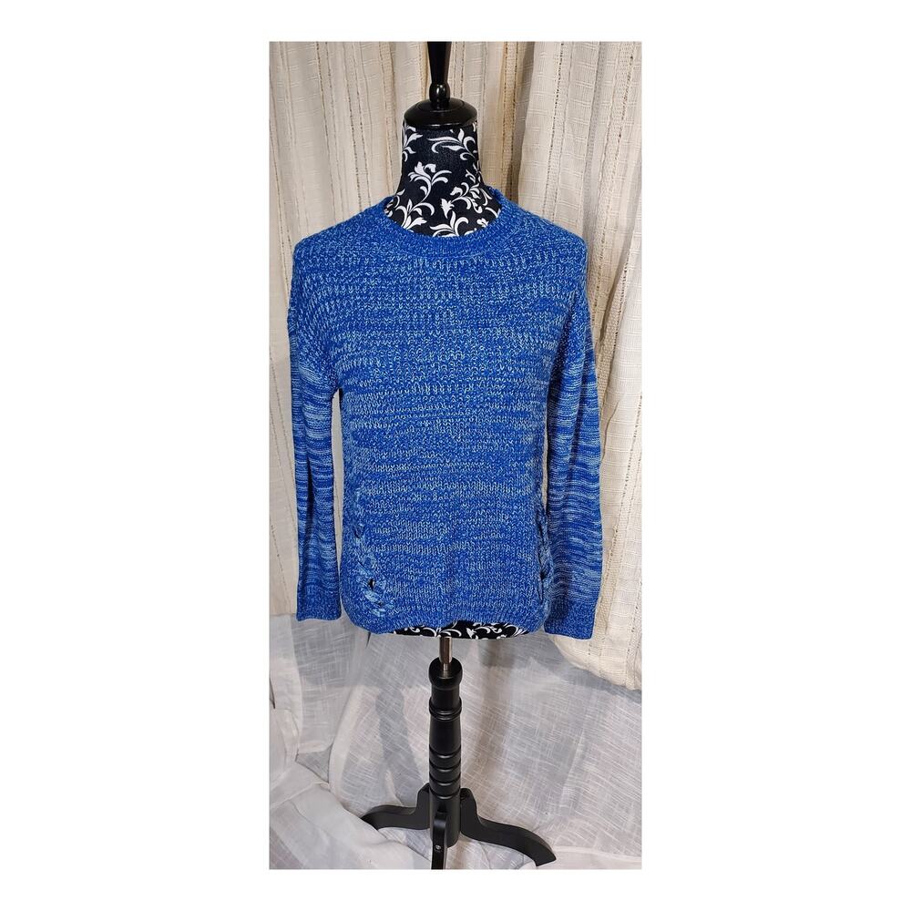 Rue 21 Women's Electric Blue Cable Knit Sweater with Braid Design Size S
